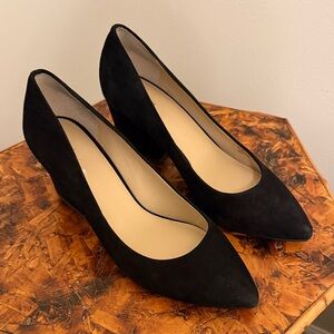 Women’s Botkier Stella Block Heels, Black Suede Pointed Toe, size 10